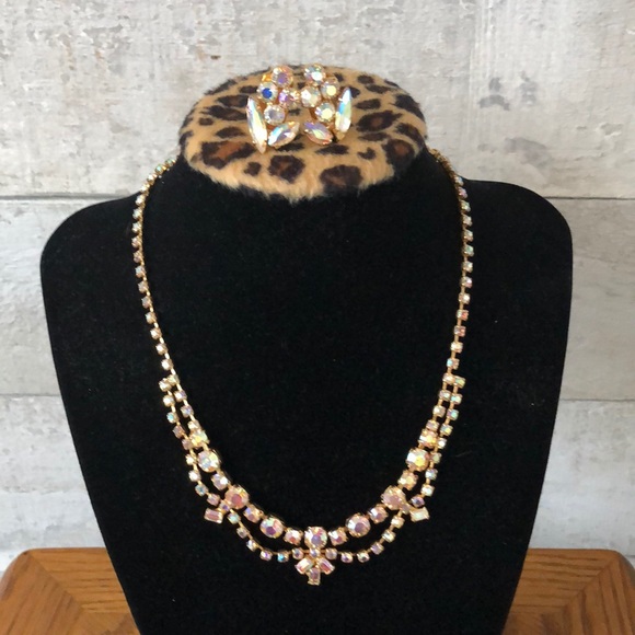 Aurora borealis necklace earrings set